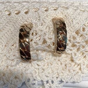 Bergere CLIP Gold Tone Flat Chain Hoops 1”
